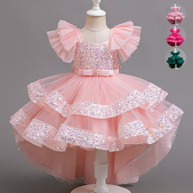 Dress Sleeveless Sequin Wedding Girls' Special Kids Party
