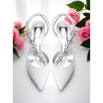 Heel Rhinestone Block Pumps Purple Women's with Satin