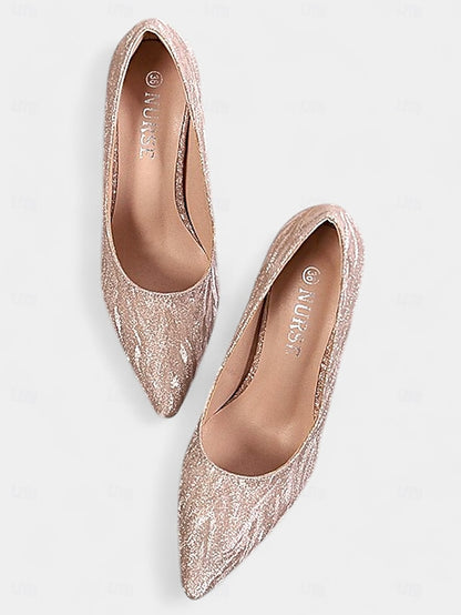 Women's with Glitter Pointed Toe Stiletto Heels Champagne