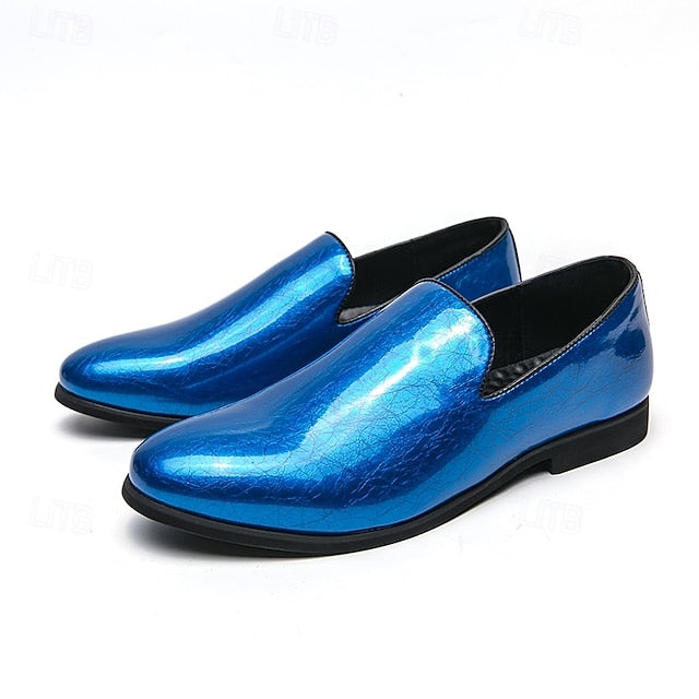 Men's Metallic Fashionable Gold Shiny Loafers Slip-On –