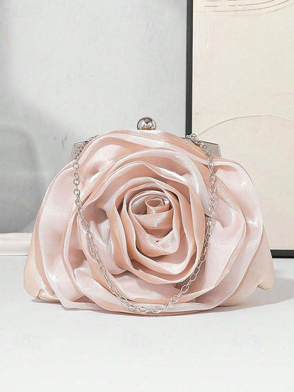 Purse Satin Flower Clutch Rose Women's – Evening Elegant