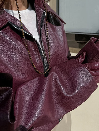 Comfortable Pocket Leather Women's Warm Faux Jacket Zipper