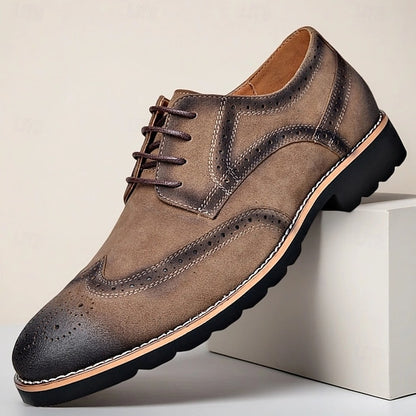 Brogue – Lace-Up Men's Derby Shoes Vintage Dress Brown