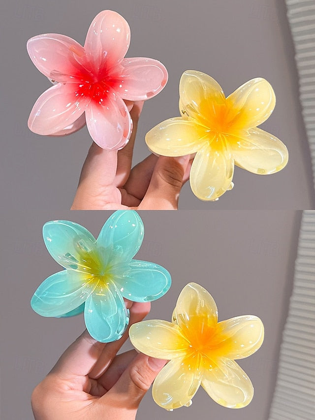 Clips Flower Hair Hawaiian 6PCS Resin – Tropical Plumeria