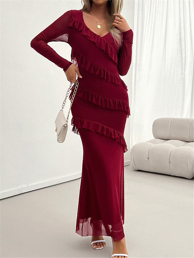 Women's Casual Dress Maxi Dress Ruffle Vacation Date