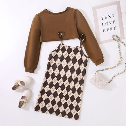 Suits 2 Set Kids Girls' Block Dress Pieces Color Long