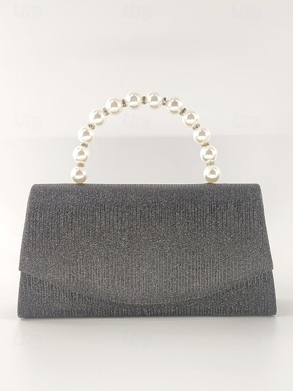 with Bag Clutch – Women's Pearl Glitter Handle Purple