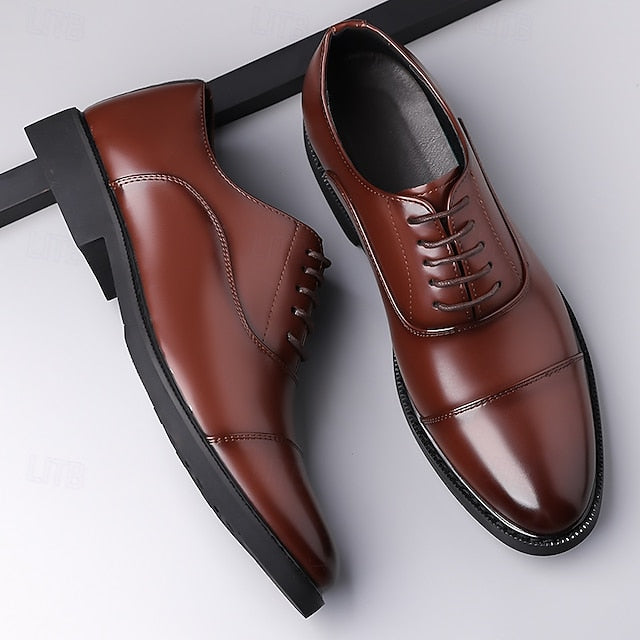Brown Classic Men's Design Shoes Oxford – Dress Cap-Toe