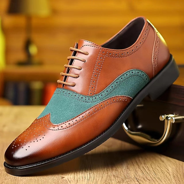 Men's Green Shoes Oxford Brown Wingtip and – in Two-Tone