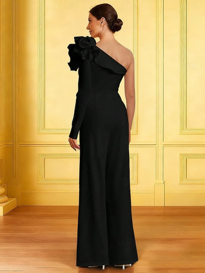 Simple One the Shoulder Dress of Mother Jumpsuits Elegant Bride
