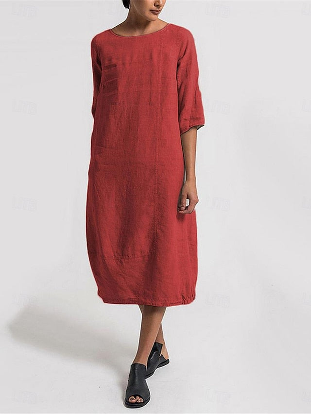 Women's Blue Light Blue Black Summer Spring Midi Dress 100%