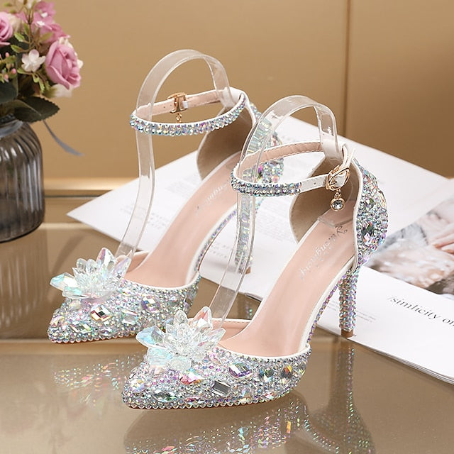 Purple Sandals Women's High – Rhinestone Heel Elegant