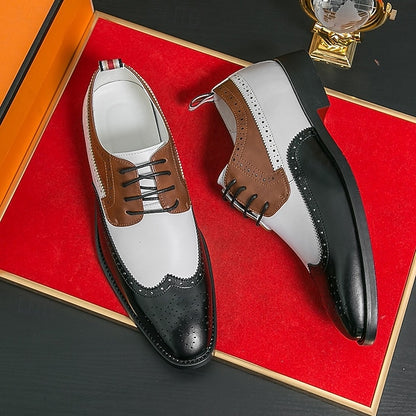 in Black Brogue Shoes Oxford Men's Tri-Color Wingtip