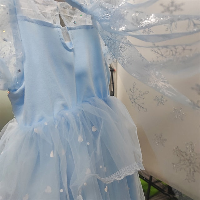 Cloak Dress Frozen Princess Cosplay Elsa Girl Flower