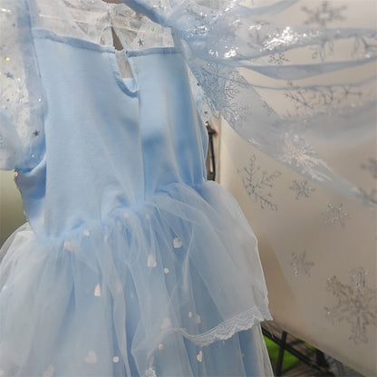 Cloak Dress Frozen Princess Cosplay Elsa Girl Flower