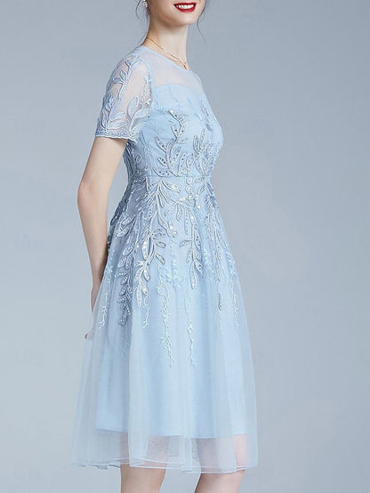 Crew of A-Line the Neck Mother Dress Bride Elegant Knee