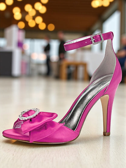Rhinestone Women's Purple High with Satin Heel Sandals