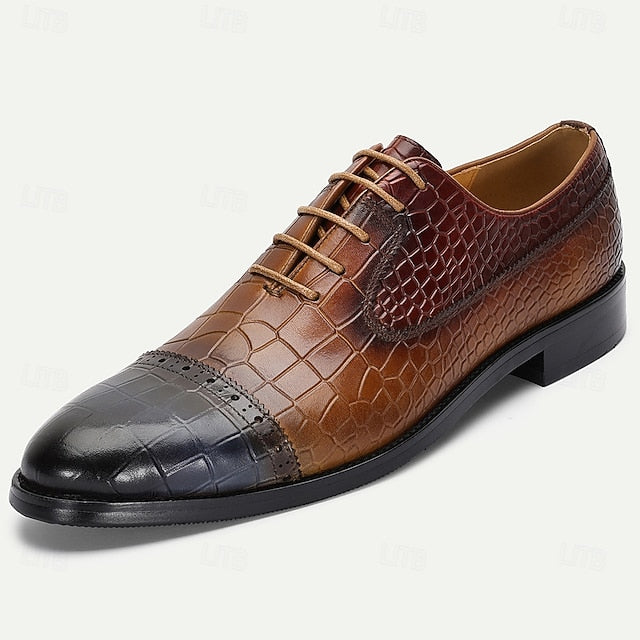 Print Crocodile Oxford – Men’s Genuine Leather Shoes Elegant