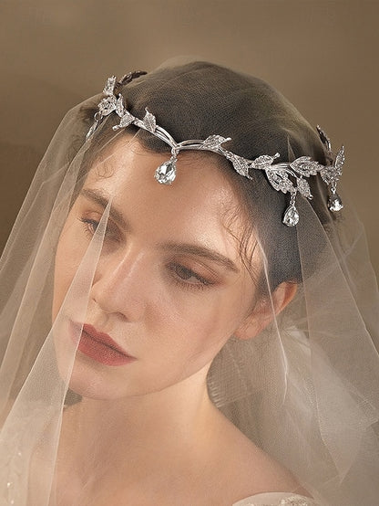 Blue Gold Leaf with Headpiece – Gemstone Drops Vintage