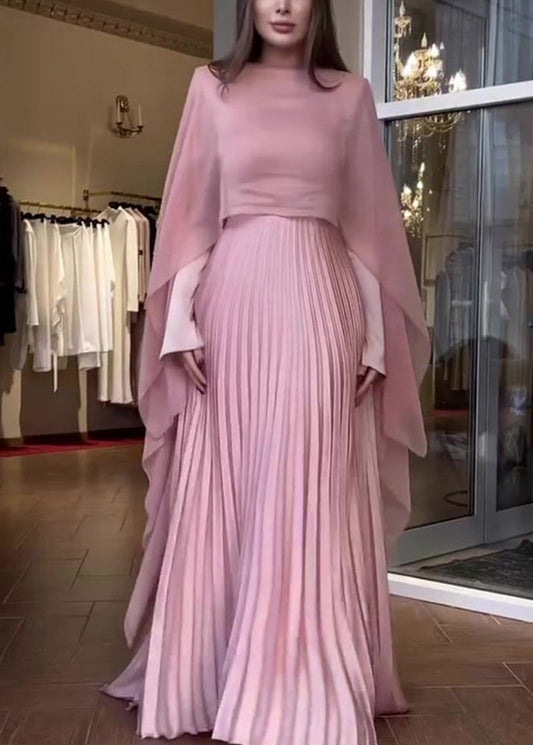 Set Plissee Rosa Ärmeln Neue Kleid Lange Schal Herbst 