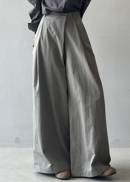 Organic Grey Pockets High Waist Cotton Wide Leg Pants Fall WD019