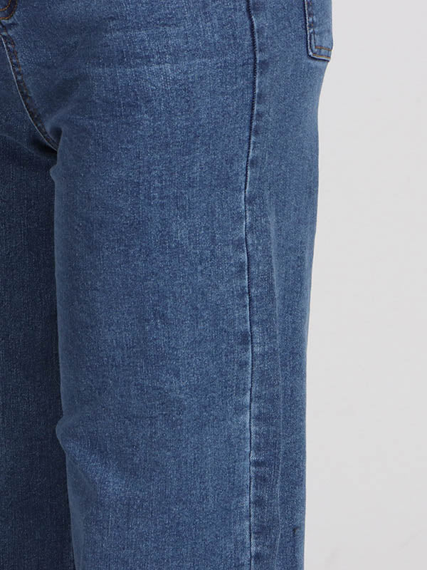 Jean droit rouge chic noué taille haute boutonné 