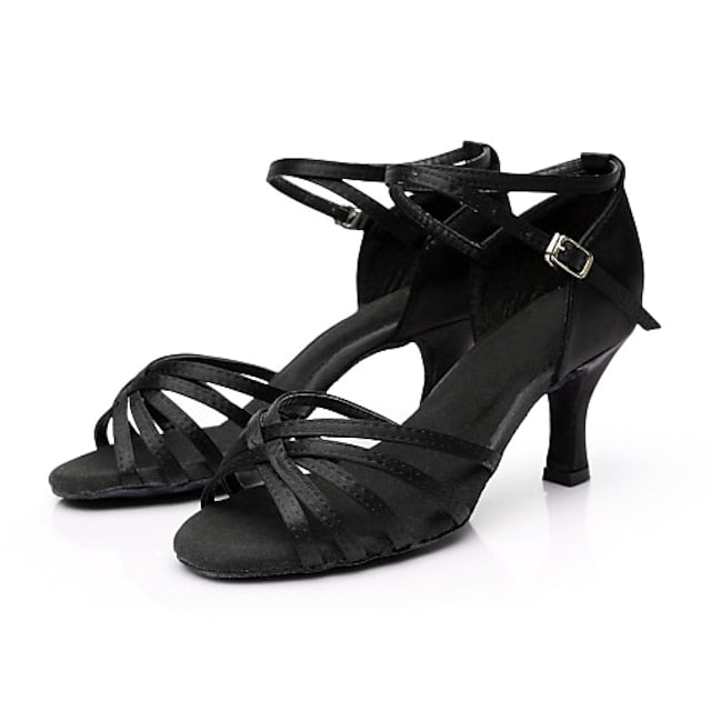 Dance Design Satin Shoes Latin Women's Strappy with and