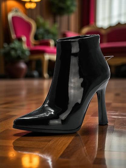 Boots Stiletto with Faux Fur Heel Lining Ankle Women's Gold