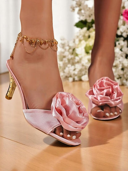 Wedding Gold Women's Heels and with Accents Satin Open-Toe