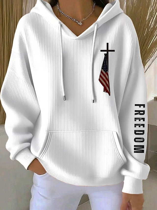 Women's Pullover Hoodie Sweatshirt Graphic Letter Casual