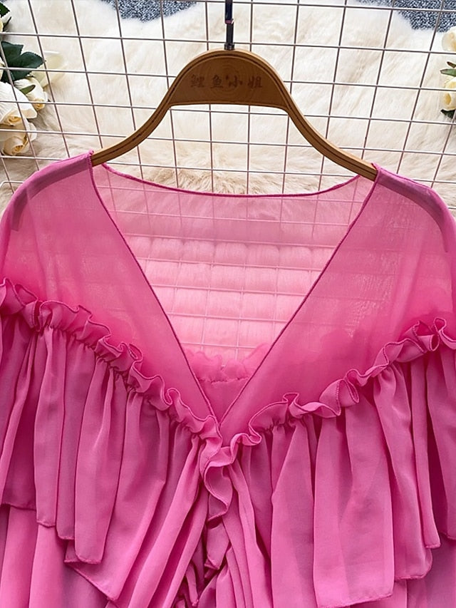 Women's Blouse Solid Color Stylish Casual Long Sleeve V