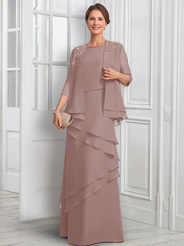 the Bride Dress Suit Piece Elegant Mother of Formal Two A-Line