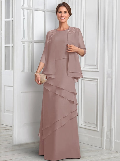 the Bride Dress Suit Piece Elegant Mother of Formal Two A-Line