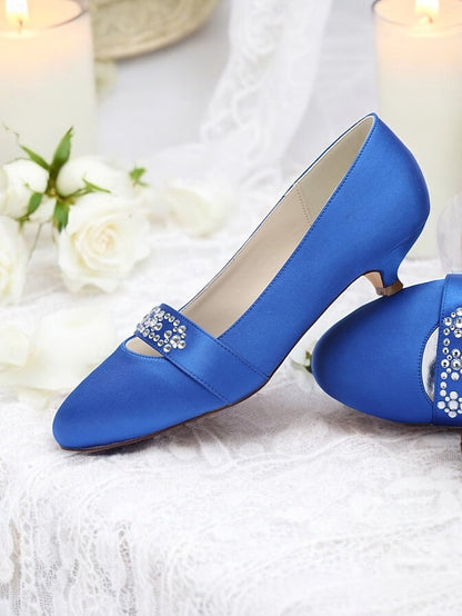 Kitten Blue Rhinestone Women's Satin Heels with
