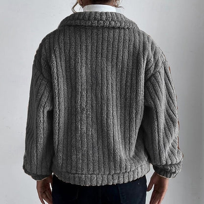 Buttons Plain Coat Casual Women's Comfortable Warm Teddy