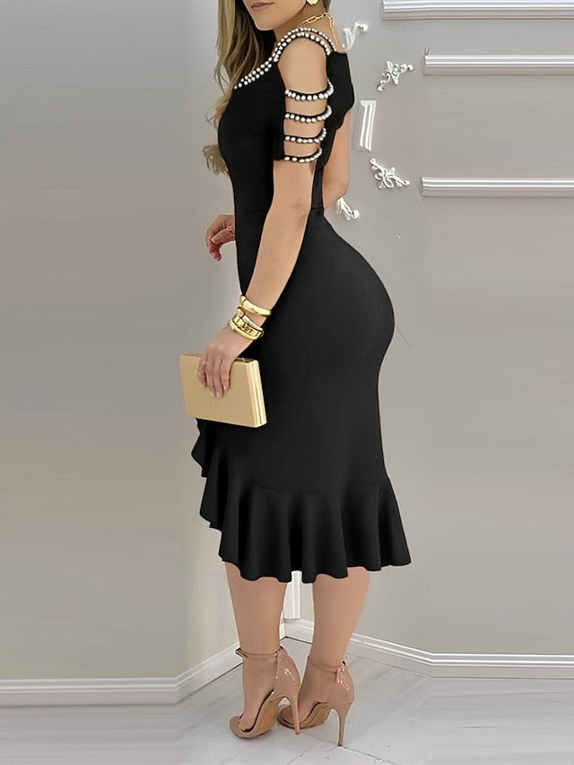 Women's Midi Dress Bodycon Elegant Formal Date Regular Fit