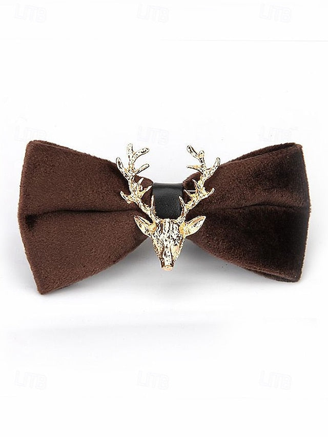 Gold Tie Pin Head Velvet with Men's Bow Deer