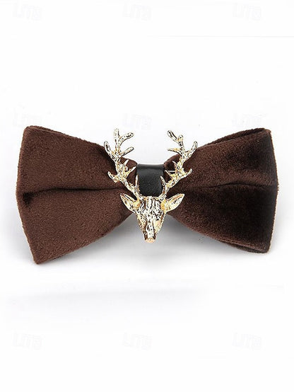 Gold Tie Pin Head Velvet with Men's Bow Deer