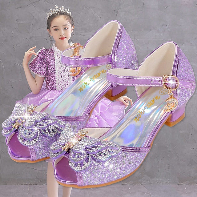 Shoes Silver Sparkly Princess Girls' – Glitter Bowknot