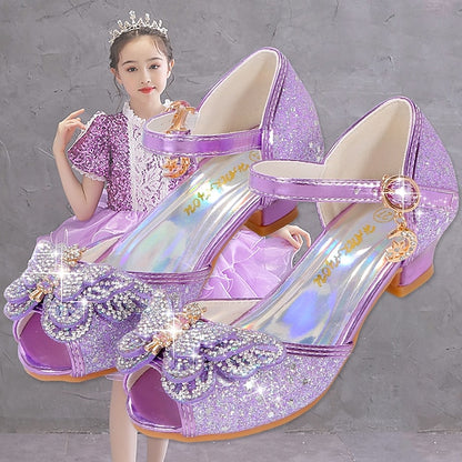 Shoes Silver Sparkly Princess Girls' – Glitter Bowknot