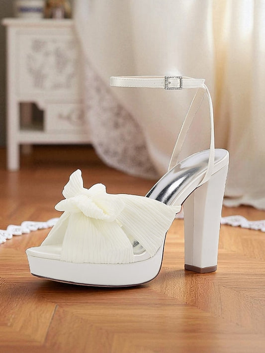 with Heel Women's Strap Sandals White High Platform Ankle