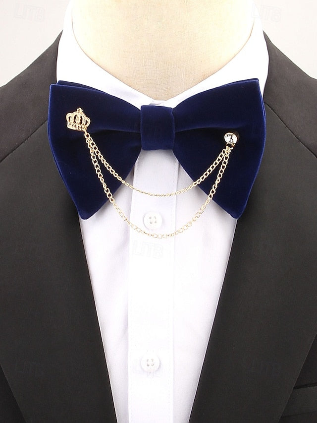 Tie – Chain Velvet Crown Detail and with Men's Bow