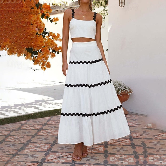 Women's Midi Dress White Dress Graduation Dress Two Piece