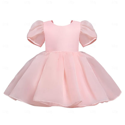 Color Party Dress Girl Girls' Solid Kids Flower