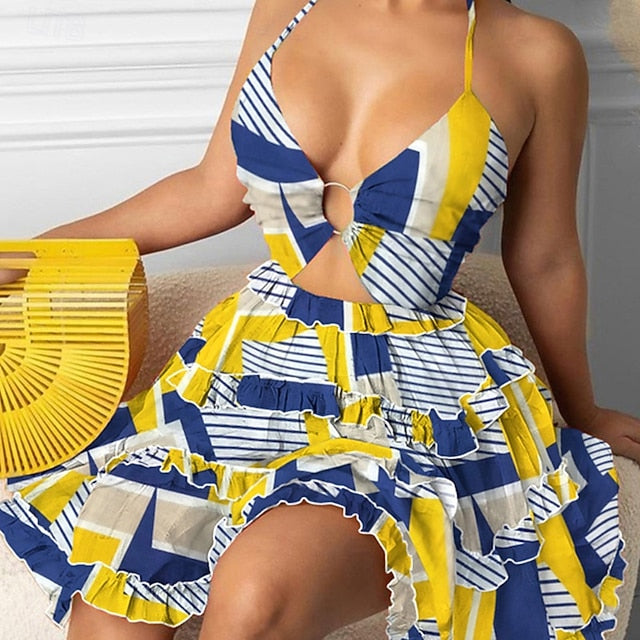 Women's Mini Dress Tiered Dress Floral Dress Print Dress