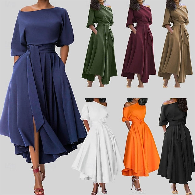 Women's Midi Dress Sheath Dress A Line Dress Fit And Flare