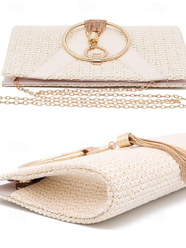 Straw Handbag with Purse Elegant Women's Woven Clutch –