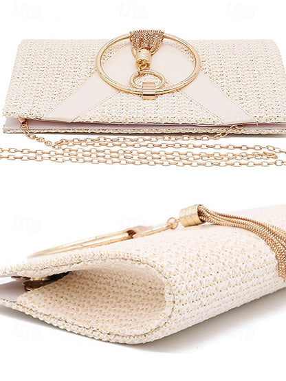 Straw Handbag with Purse Elegant Women's Woven Clutch –
