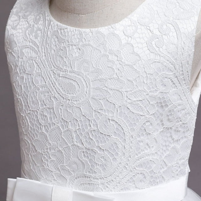 Little Girls' Party Dress A Floral Line Plain Kids