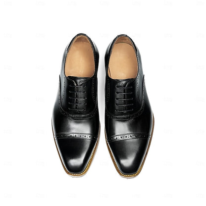 Leather Wingtip Genuine Light Brown Oxford Shoes with Men's